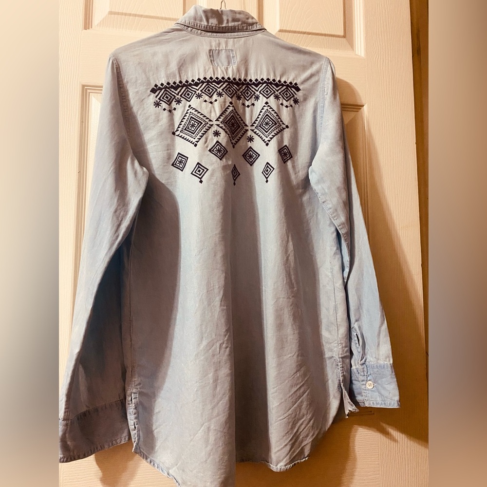 Justice Light Blue Geometric Shirt Jacket 20